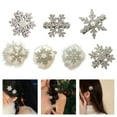 thumbnail image 2 of 6Pcs Elegant Rhinestones Snowflake Hair Clip With Pearls Comfortable Christmas Hair Ornament Holiday Party Gift, 2 of 6