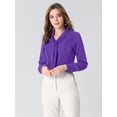 thumbnail image 3 of Blusa Elegante de Oficina Allegra K para mujer Camisa Plisada con cuello de Lazo y Manga Larga Púrpura M, 3 of 6