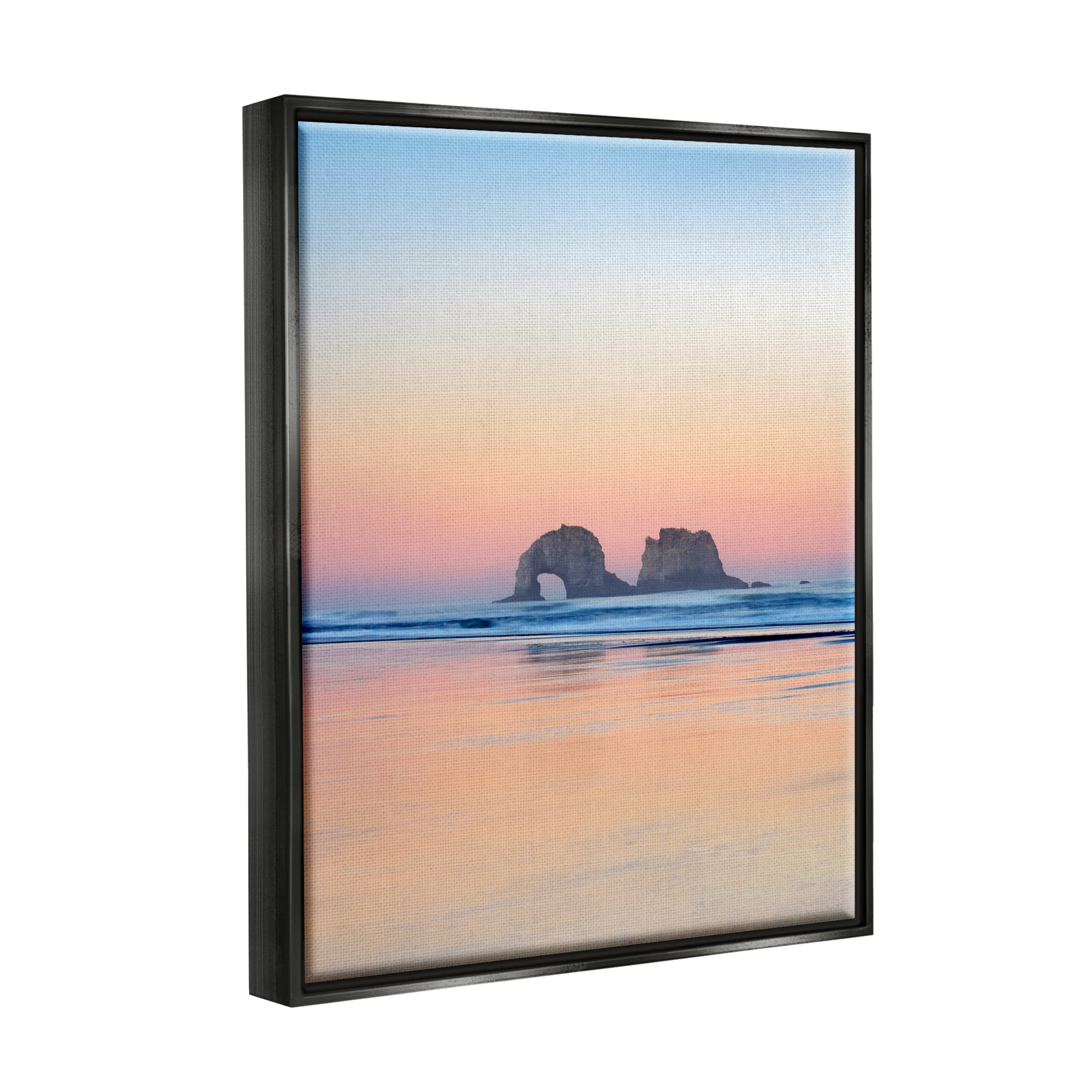 Stupell Industries Distant Ocean Cliffs Sunrise Coastal Photography Black Floater Framed Art Print Wall Art