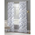 thumbnail image 4 of Blue Floral Sheer Curtains 84 Inch Length 2 Panels Set, Retro Blossom Flower Botanical Leaf Plant Voile Window Treatment Rod Pocket Curtains Sheers Drapes for Bedroom/Living Room/Kitchen 52"x84"x2, 4 of 7