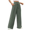 thumbnail image 1 of Pantalones de Pijama Holgados de Punto Suave con Bolsillos y Pernera Acanalada para Mujer con Cordón Ajustable. Verde M, 1 of 9