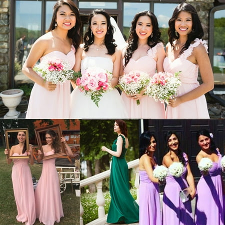 Style One Piece Dress - Women's Flower One Shoulder Empire Waist Floor Length Bridesmaids Dresses 09768 (Aqua 4 US)