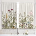 thumbnail image 6 of Floral Kitchen Curtains Small Wildflower Cafe Curtains Green Leaves Plant Botanical Rod Pocket Farmhouse Sage Herb Living Room Bedroom Window Drape Treatment Fabric 2 Panels 27.5 x 36 Inch, 6 of 6