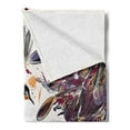 thumbnail image 2 of Hummingbird Soft Flannel Fleece Throw Blanket, Art Lily Flowers Birds and Color Splashes in Watercolor Painting Style, Cozy Plush for Indoor and Outdoor Use, 70" x 90", Orange and Blue, by Ambesonne, 2 of 5
