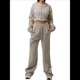 thumbnail image 1 of Conjunto Deportivo para Mujer: Sudadera con Capucha y Cremallera de Larga con Pantalones de Color Liso con Cordones - Conjunto de Dos Piezas Caqui M, 1 of 7