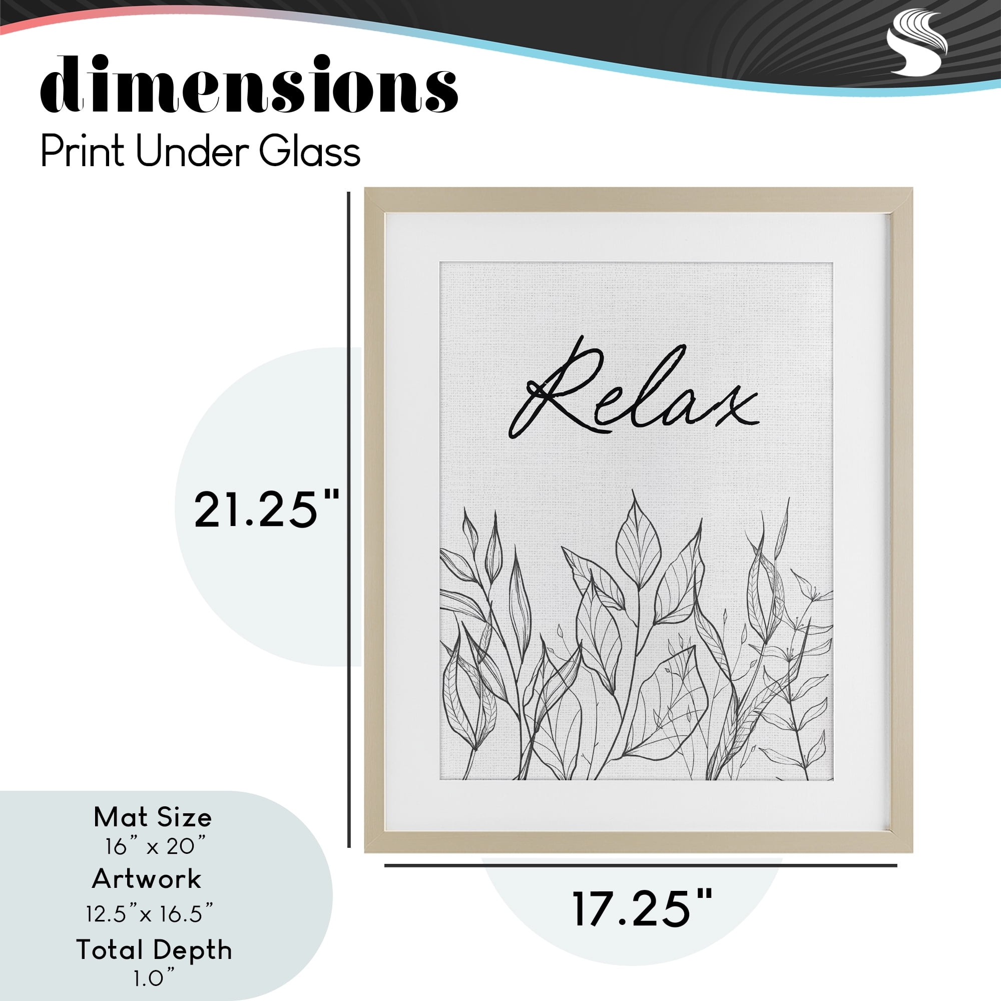 Relax with Leaf Outlines Birch Framed Print Under Glass, design by Lettered and Lined