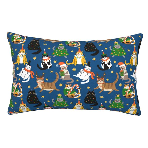 Balery Different Cats Christmas Funda de Cojín Estampada, Regalos para Mujeres, Regalos de Amor para Ella, Regalos para Novia o Esposa, Funda de Almohada-16"x24"