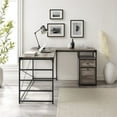 thumbnail image 2 of Angle Iron L-Shaped Computer Desk with Storage in Gray Wash, 2 of 8