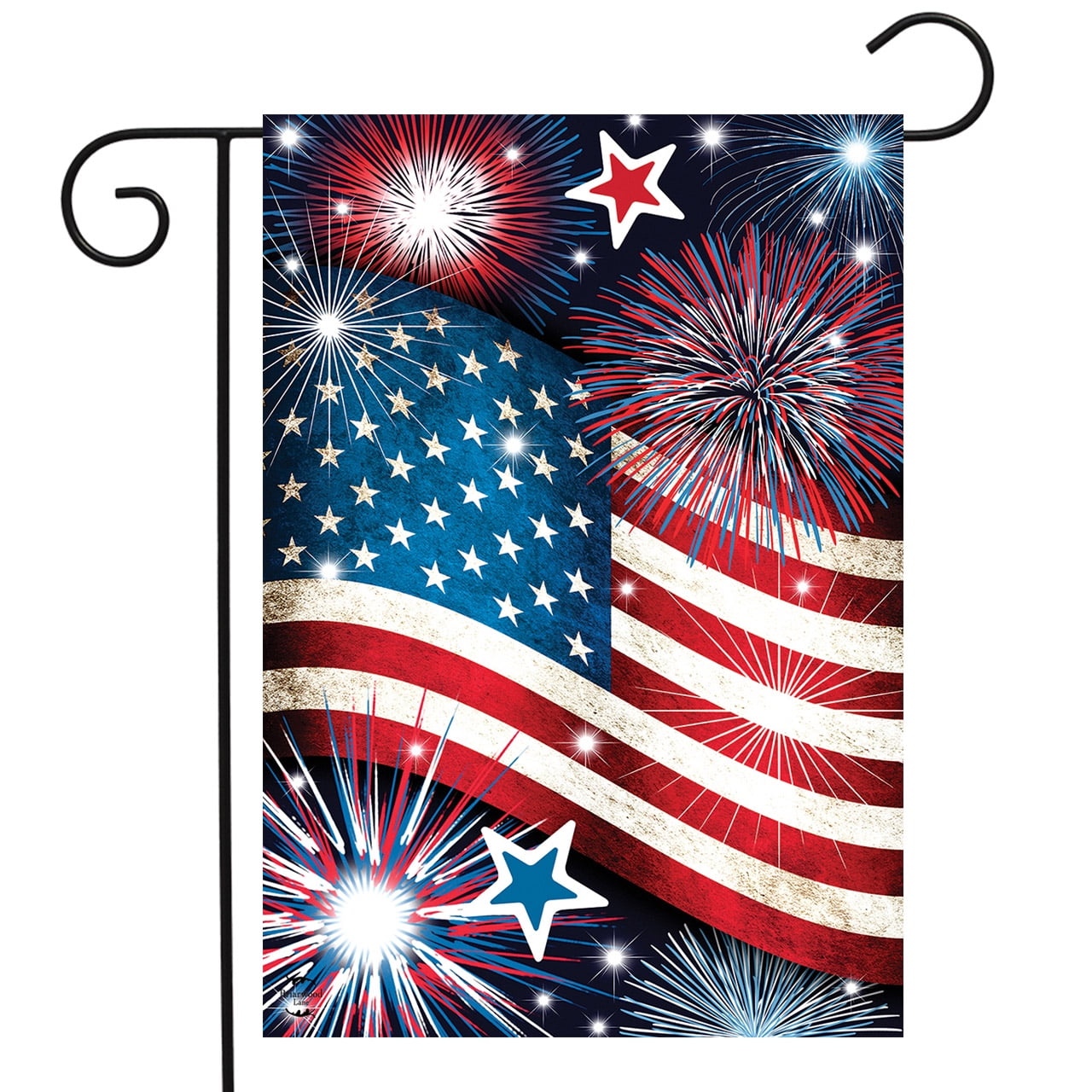 Stars and Stripes Patriotic Garden Flag Fireworks 12.5" x 18" Briarwood