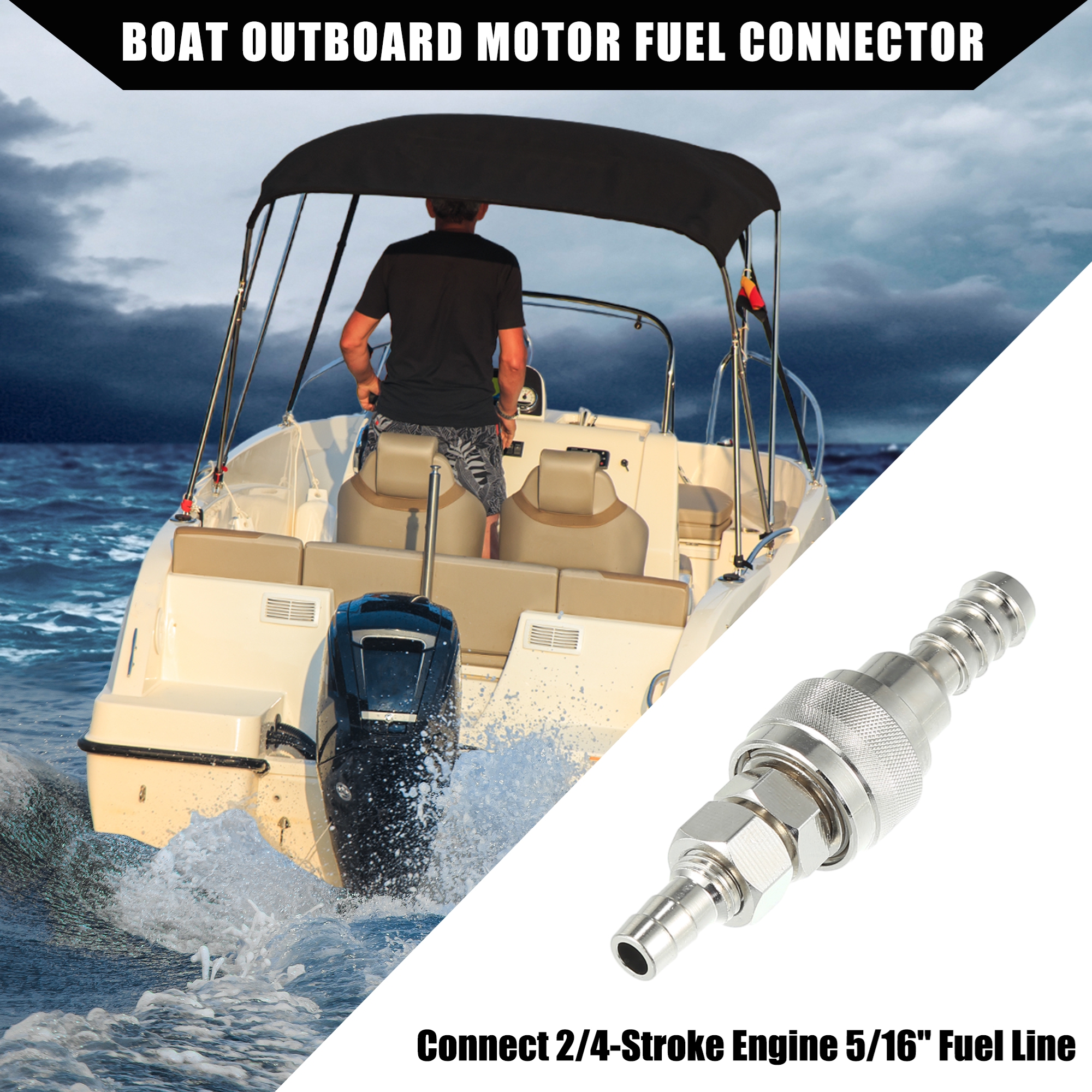 Unique Bargains 5/16" Boat Fuel Connector for Tohatsu for Nissan Outboard 5-90HP Engine