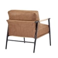 thumbnail image 6 of Leumius Modern Accent Chair with Plush Cushions, Minimalist Metal Frame and Wooden Armrest Design for Living Room Bedroom Office Brown, 6 of 9