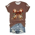 thumbnail image 4 of Football T-Shirts for Women Football Bow Graphic Short Sleeve Crew Neck Tees Game Day Gifts Fashion Loose Tops, 4 of 4