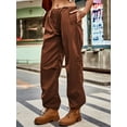 thumbnail image 6 of Arvbitana Women Teen Girls Baggy Cargo Pants Drawstring Mid Waist Solid Color Parachute Pants Trousers for Teenager Adults Sport Streetwear, 6 of 7