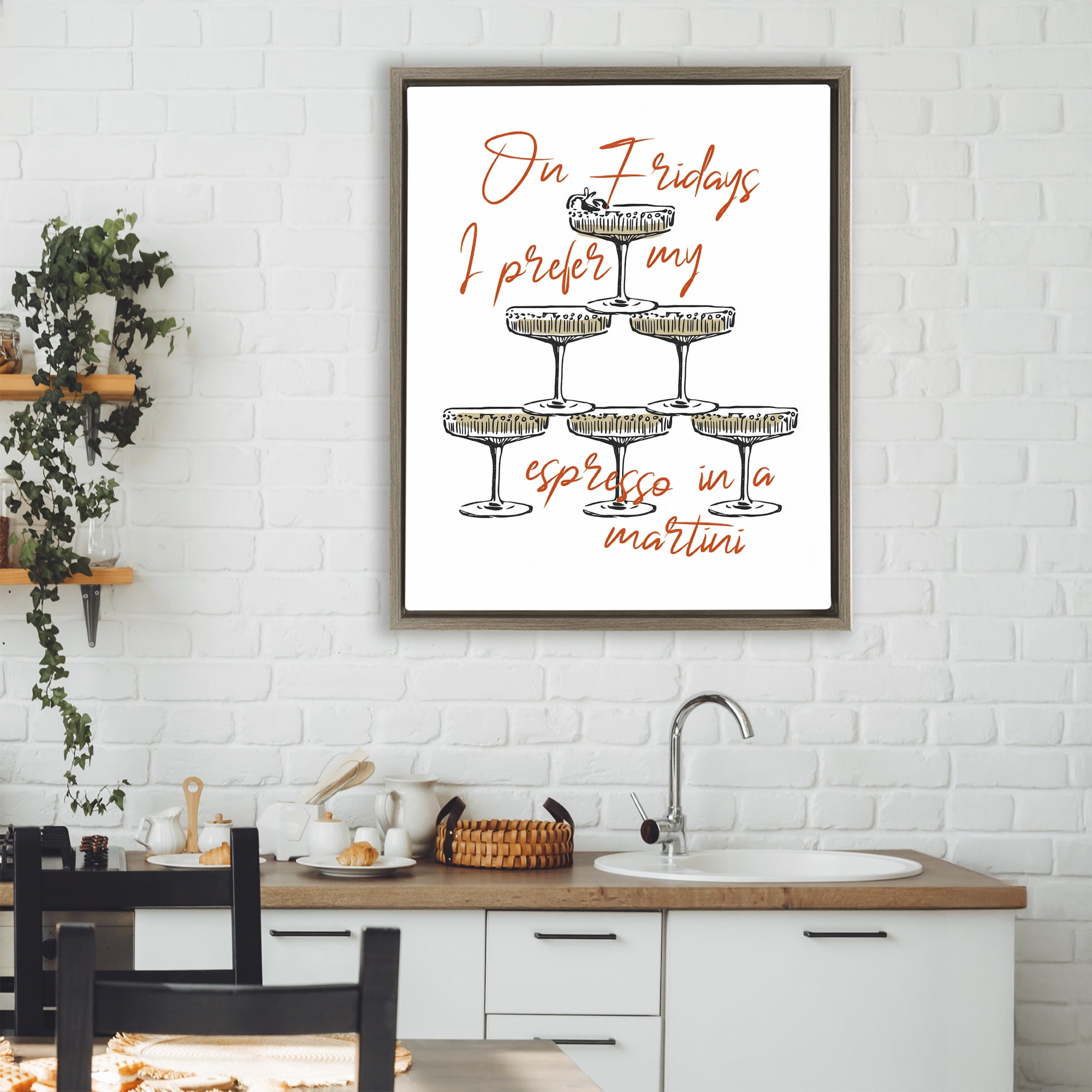 Stupell Industries On Fridays Espresso Martini Brown Framed Floater Canvas Wall Art, design by The Prints Vibe