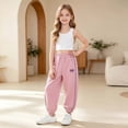 thumbnail image 6 of 2-3 Years Juniors Girl's Bowknot Baggy Sweatpants Lightweight Straight Leg Athletic Pants With Pockets Cargo Pants for Fall and Winter Pink Casual Pants, 6 of 9