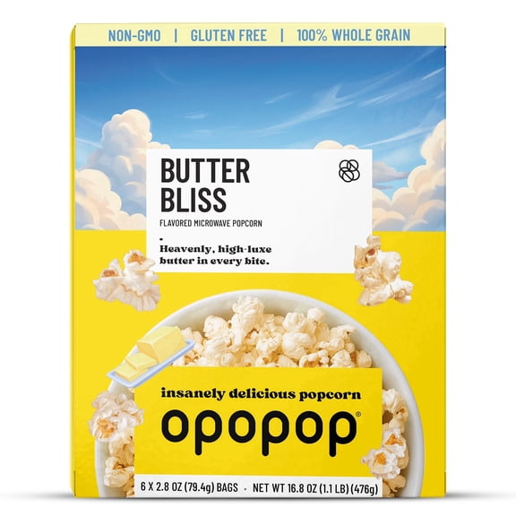 Opopop Microwave Popcorn Butter Bliss Flavor 2.8oz/6ct
