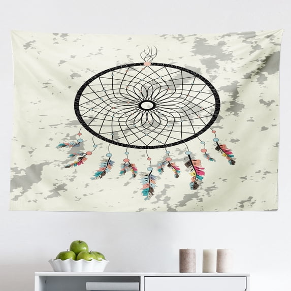 Vintage Aztec Tapestry, Ornamental Design Tribe Soft Muted Colors Paisley Pattern Tulip Petal Art, Fabric Wall Hanging Decor for Bedroom Living Room Dorm, 2 Sizes, Multicolor, by Ambesonne