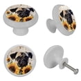 thumbnail image 4 of PhooArto Wooden Board Sunflower Pug Dog 4 PCS Crystal Glass Cabinet Knobs, Drawer Kitchen Cabinets Dresser Cupboard Wardrobe Pulls Handle - Glowing in the Dark, 4 of 7