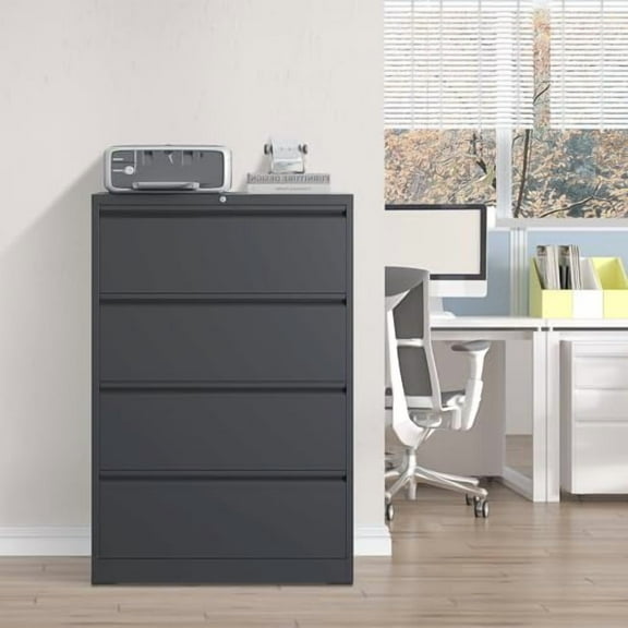 Locking Filing Cabinet with 4 Drawer Heavy Duty Large Metal File Cabinet Home Office Lateral File Cabinets Wide Steel Cabinet for Legal/Letter Size File,Assembly Required