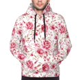 thumbnail image 4 of KLL Rose Flowers Print Mens Hoodie Long Sleeve Casual Pullover Hooded Sweatshirt Fashion Drawstring Hoodies with Pocket-Small, 4 of 6