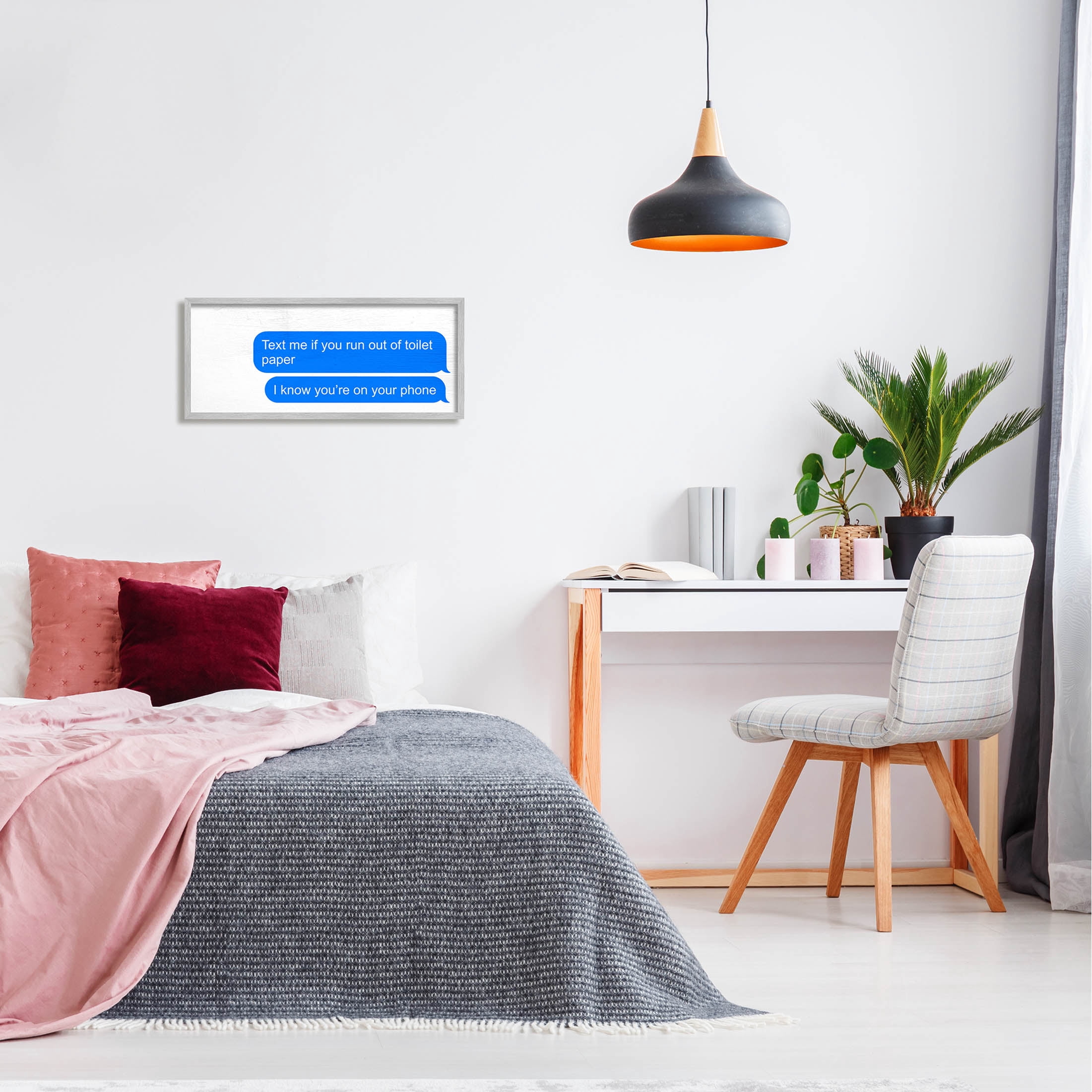 Stupell Industries Text Me Toilet Paper Graphic Art Gray Framed Art Print Wall Art, Design by Daphne Polselli