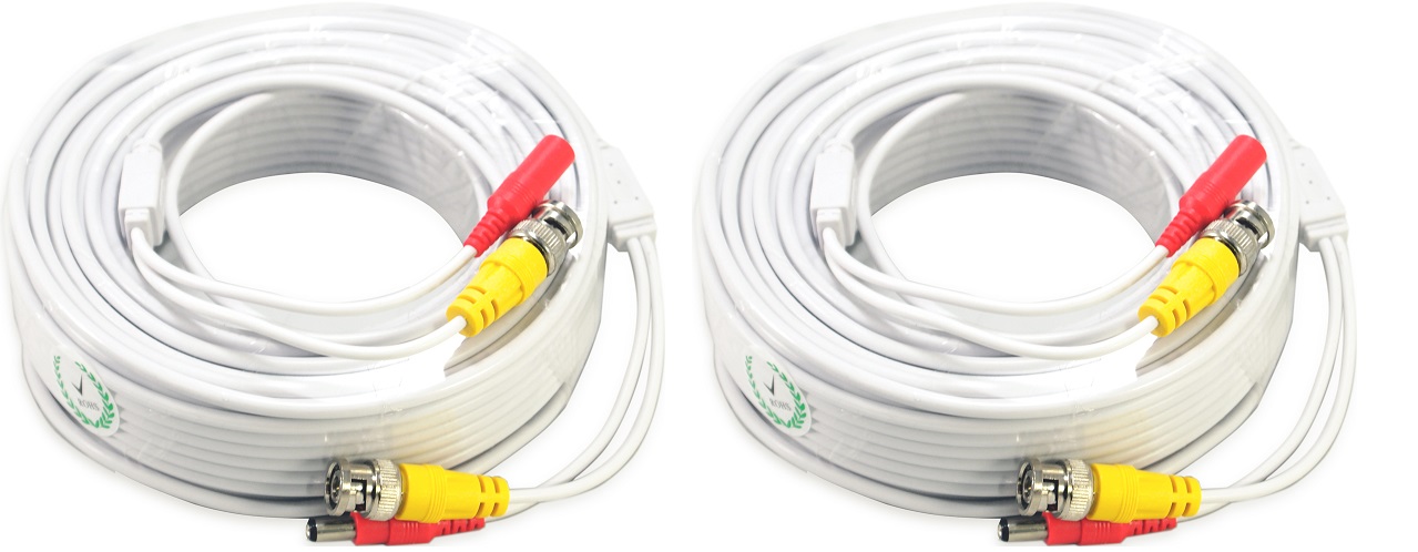 Evertech 2 Pcs 100 Feet Power & Video Pre-Made CCTV BNC Cable for Security Camera with 2 female connectors - image 3 of 6