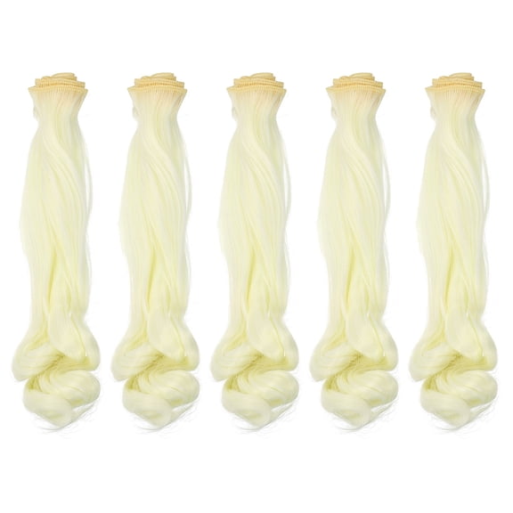 Uxcell 20cm Doll Hair Wefts, 5Pcs Synthetic Long Curly Hair Doll Wigs, White