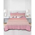 thumbnail image 2 of Quilts Queen Size Bedding Set, Pink Wooden Grain Lightweight Quilted Comforter, Vintage Chic Geometric Textured Soft Reversible Bedspread Coverlet with Pillow Covers for All Season, 90" x 96", 2 of 7