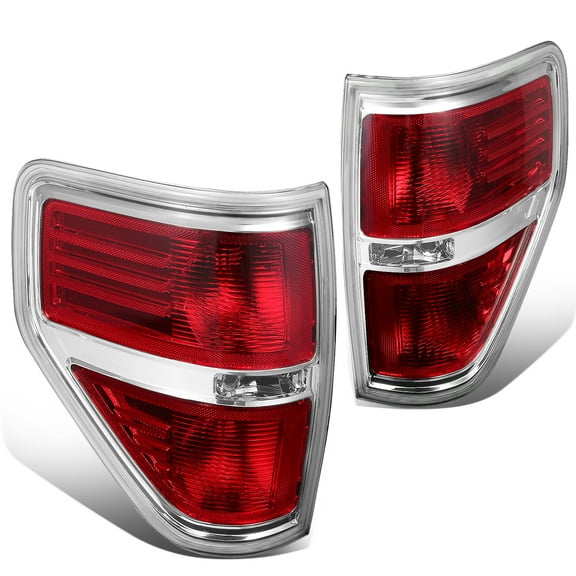 DNA Motoring TL-ZTL-006-CHRD For 2009-2014 Ford F-150 Pair of Tail Lights Rear Brake Lamps Red Lens