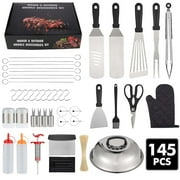 Griddle Accessories Kit, 145 Pcs Stainless Steel Grilling Tools for Blackstone Camp Chef Professional BBQ Spatula Set with Basting Cover