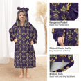thumbnail image 3 of FORMRS Wearable Blanket Hoodie with Sleeves for Kids Cozy Flannel Sweatshirt, Purple Flowers Pattern, 3 of 7