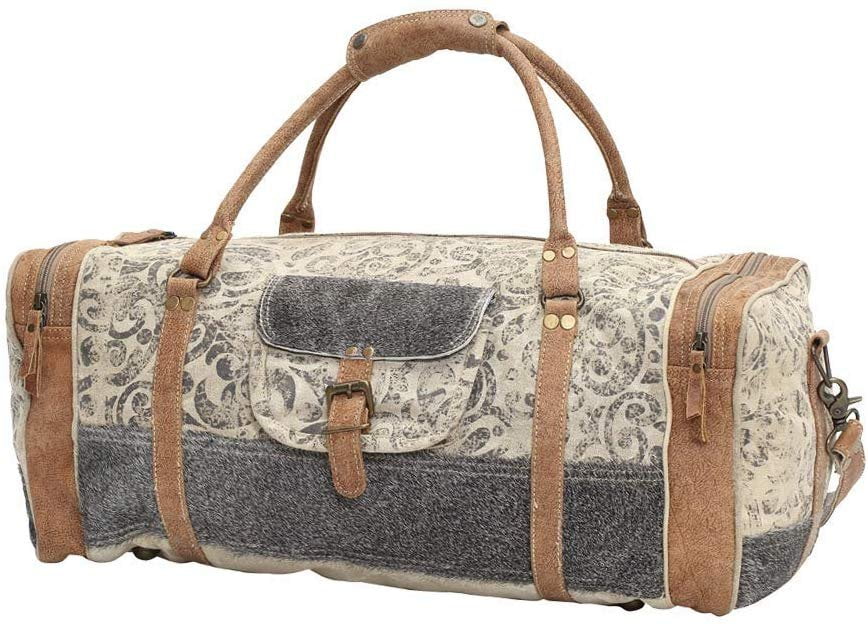 Myra Bag Myra Bag Floral Upcycled Canvas & Cowhide Leather Travel Bag S0999