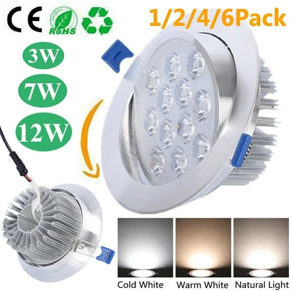 Rosnek 4 Pack LED Recessed Ceiling Light Downlight Aluminum Spotlight Indoor Decoration, Cool White