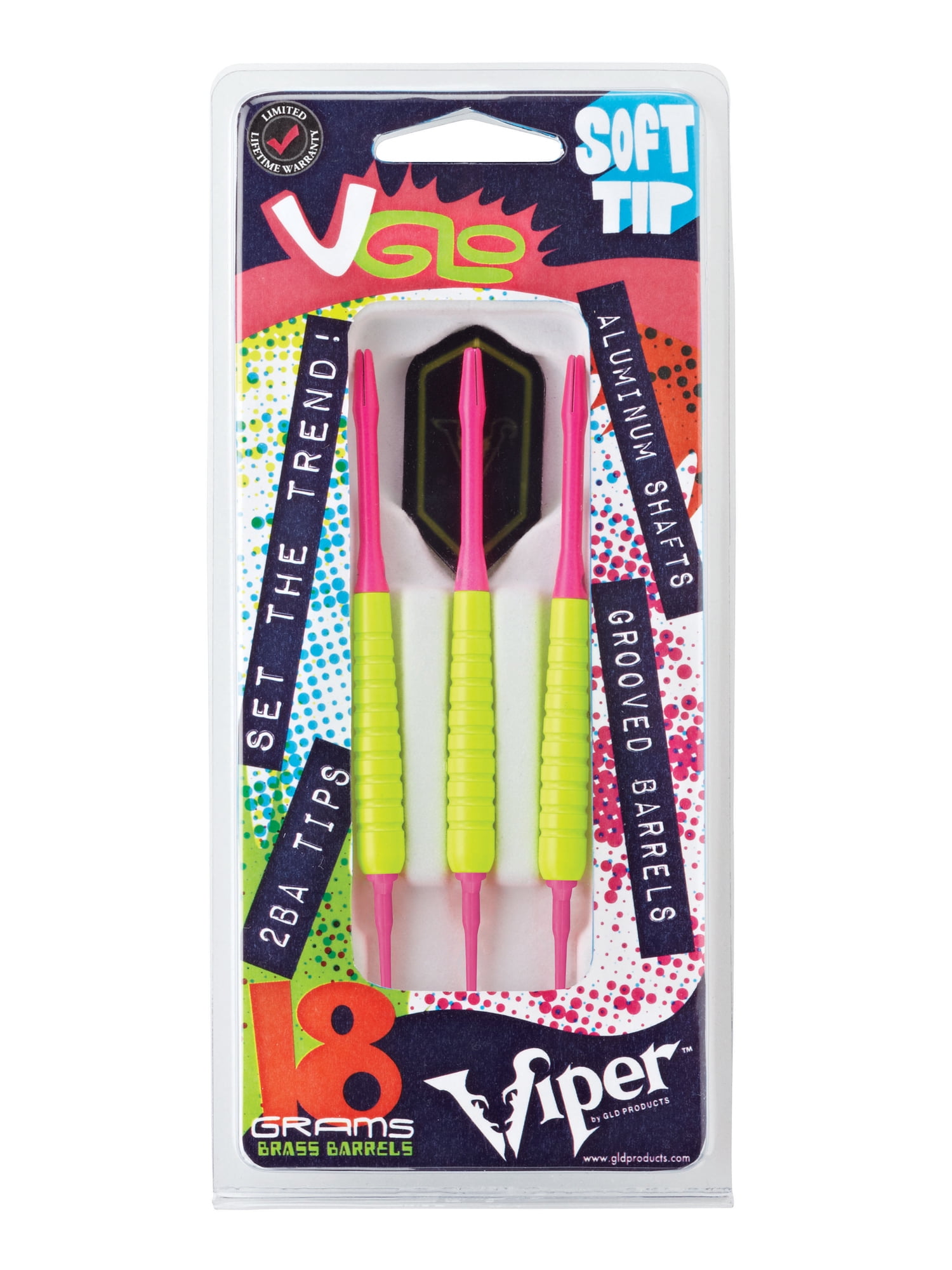 Viper V Glo 18 g Grooved Brass Barrel Soft-Tip Darts - 3-Pack Size: 18 Grams