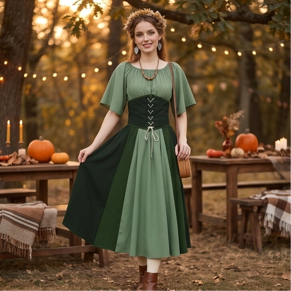 Medieval Dress, Medieval Costume Women, Medieval Dresses, Renaissance Costume Women, Women's Medieval Renaissance Costume Cosplay Over Dress Halloween Vampire Bride Costumes Dress for Women, Green L