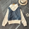 thumbnail image 3 of Sudadera con capucha de retazos de mezclilla Vintage para mujer, Chaqueta corta adelgazante suelta de nicho, invierno y otoño, nuevo, 3 of 5