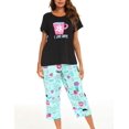 thumbnail image 4 of HAHDAXIA Womens Pajama Set Cotton Capri Pant Pyjama Short Sleeve Sleepwear Summer Pjs, 4 of 6