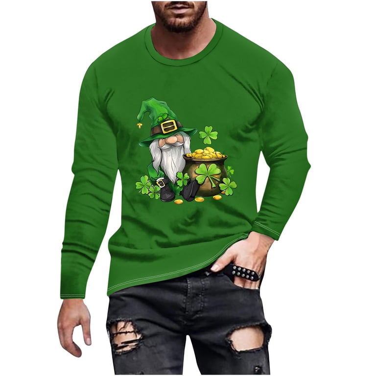 COSFO Long Sleeve Mens T-Shirts Crew Neck Casual St Patricks Day