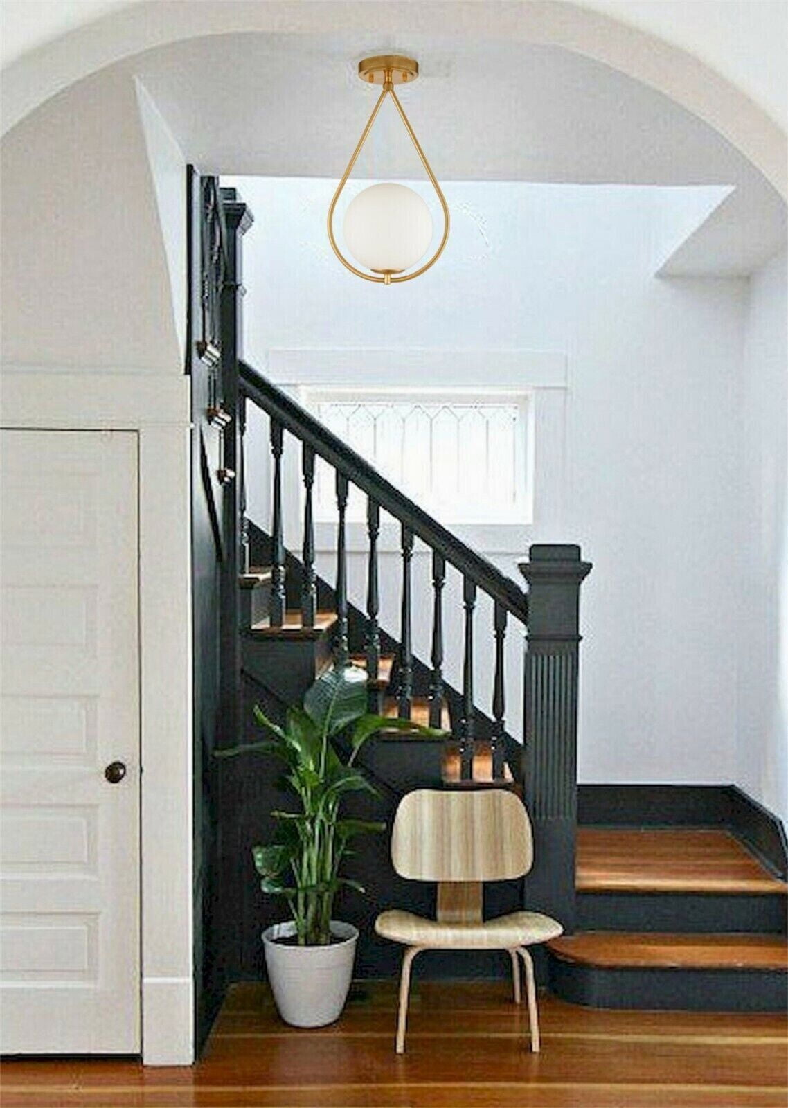 Industrial Brass Flush Mount Ceiling Light Ivory Glass Ceiling Light Fixture