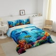 thumbnail image 3 of Erosebridal Dolphin Comforter Set Toddler Fish Bedding Set Ocean Creature Themed Comforter Sea Underwater World Quilt Set, 3 of 6