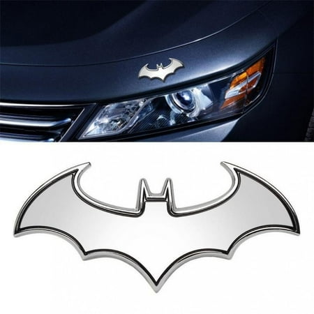 3D Chrome Metal Bat Auto Logo Car Sticker Batman Badge Emblem Tail Decal Fashion