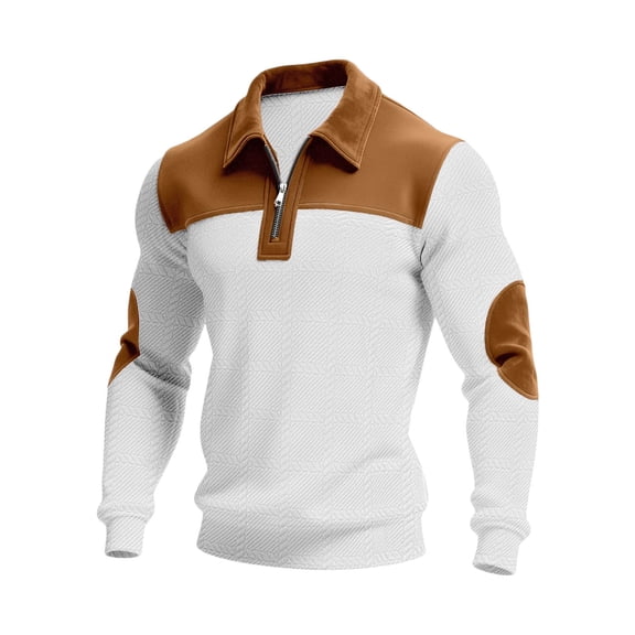 Kalauyu Mens Quarter Zip Lapel Sweatshirt Long Sleeve Color Block T Shirts for Men Lightweight Casual Golf Pullover