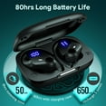 thumbnail image 2 of Auriculares inalámbricos Bluetooth 5.3 80 horas de reproducción con estuche de carga inalámbrica Pantalla LED dual Diseño con gancho para la oreja para practicar deporte, correr y hacer ejercicio, 2 of 6