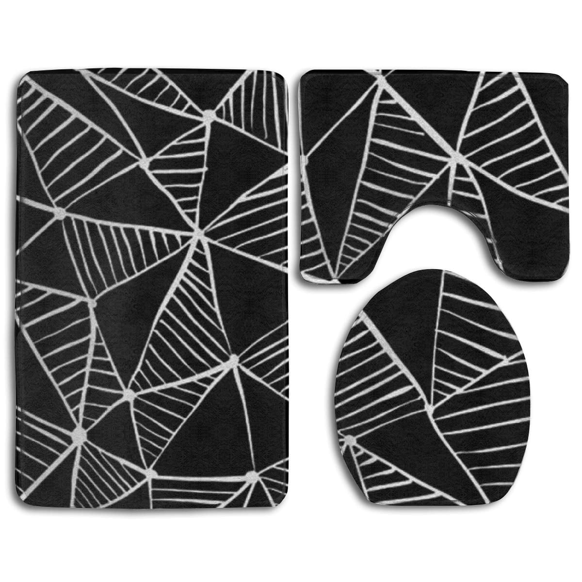 GOHAO Black and White Stripes 3 Piece Bathroom Rugs Set Bath Rug ...