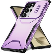 for Samsung Galaxy S25 Edge Case with Built-in Camera Lens Slide Cover, Heavy-Duty Shockproof Rugged Case Heavy Duty Bumper Shockproof Phone Cover for Samsung Galaxy S25 Edge,Purple