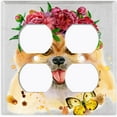 thumbnail image 3 of Metal Light Switch Plate Cover Cute Pomeranian Rose Crown Butterfly DOG015, 3 of 13