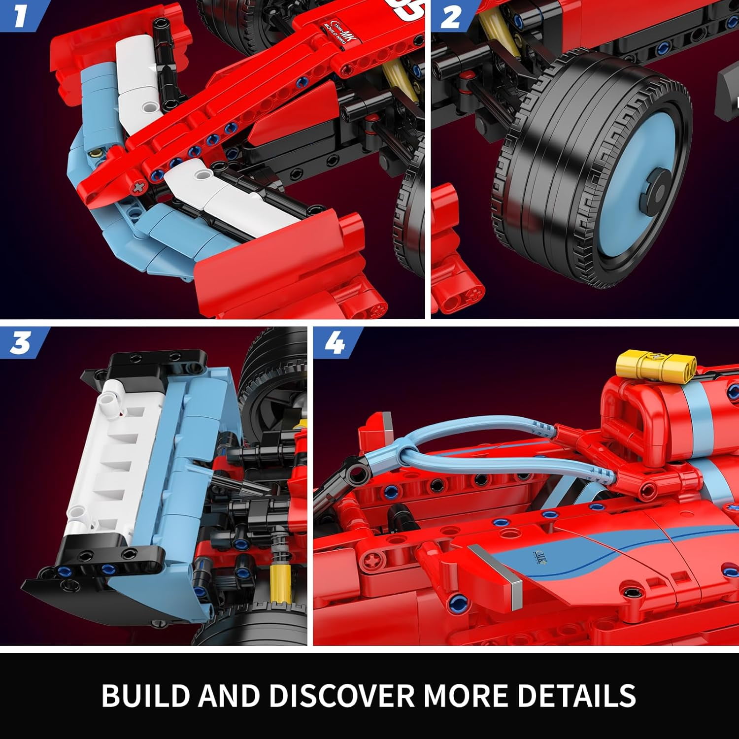 Race Car Model Kit, MOC Super Sports Cars Building Blocks Set for Adults, Display or Play Toys (1401 Pieces)