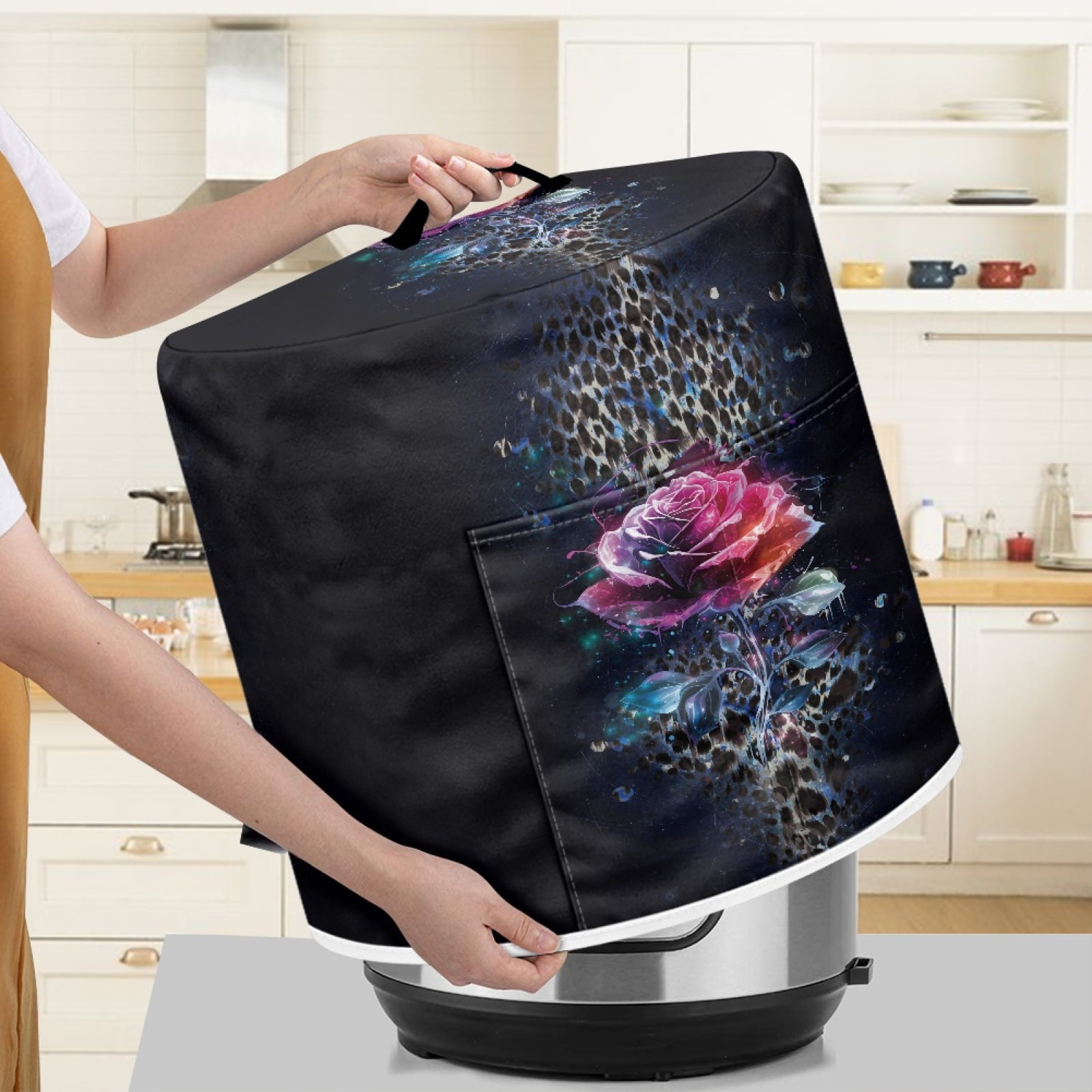 Xoenoiee Leopard Rose Print Kitchen Appliance Dust Cover for Pressure