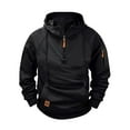 thumbnail image 2 of Bovxnpu Mens Sweatshirts Long Sleeve Pullover Hoodie, Men's Long Sleeve Hooded Sweatshirt Raglan Sleeves Half Zip Multiple Pockets Pull On For Sports Casual Wear Tops, 2 of 7