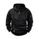 thumbnail image 1 of Ceisia Men's Solid Color Raglan Half-Zip Multi-Pocket Hooded Sweatshirt Black XL Gifts, 1 of 6